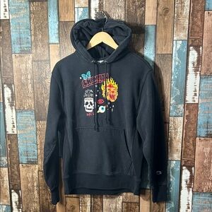 Champion Black Hoodie with Vibrant Graphic